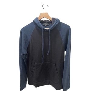 Vince Mens Raglan Colorblock Hoodie Navy Blue Cotton Blend Pullover XS